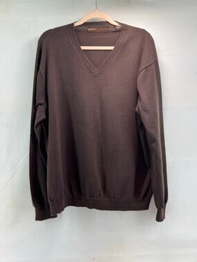 Perry Ellis men’s brown Y2K V-neck XXL 100% cotton sweater